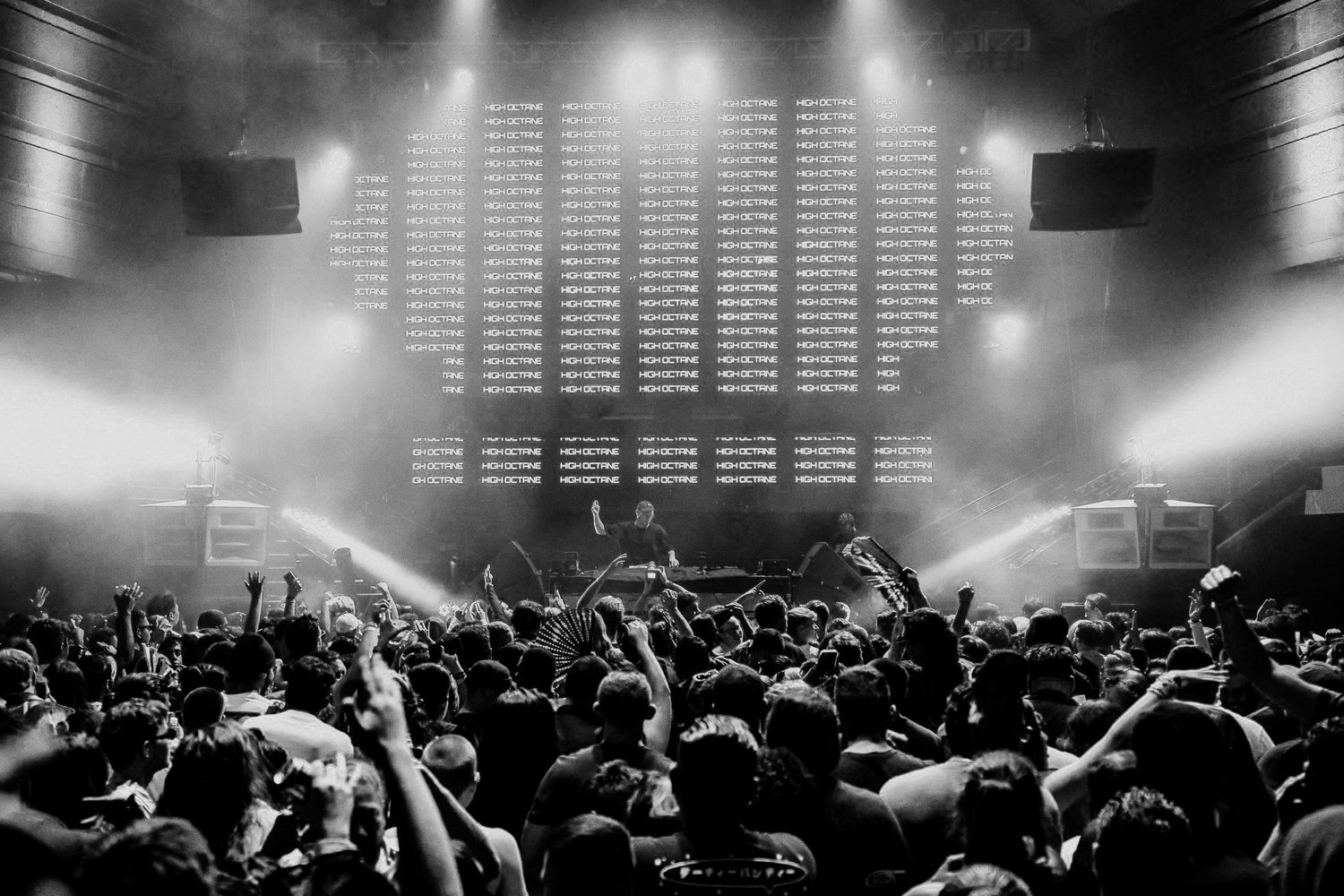 Cloverdale performing beneath High Octane visuals and stage lights